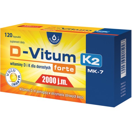 D-Vitum forte 2000 j.m. K2, 120 kapsułek Oleofarm