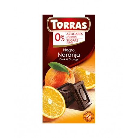 Czekolada gorzka z pomarańczami bez dodatku cukru Torras 75g