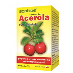 Acerola - naturalna witamina C (Malpighia Glabra) 100tabl. Sanbios