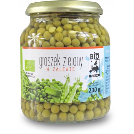 GROSZEK ZIELONY W ZALEWIE W SŁOIKU BIO 350 g (230 g) - BIO EUROPA