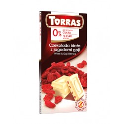 Czekolada biała z jagodami goji bez dodatku cukru Torras 75g