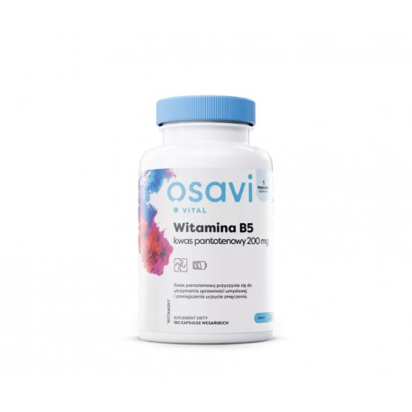 Witamina B5 kwas pantotenowy 200 mg - kapsułki wegańskie OSAVI