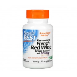 Doctor's Best Resveratrol French Red Wine Grape Extract 60mg 90kaps. BioVin Resweratrol