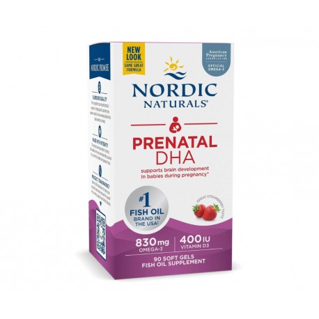 Nordic Naturals Prenatal DHA- smak truskawki 90kaps. Kwasy DHA Kobieta