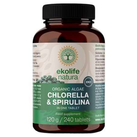 Ekologiczna Chlorella&Spirulina 240 tabletek Ekolife Natura