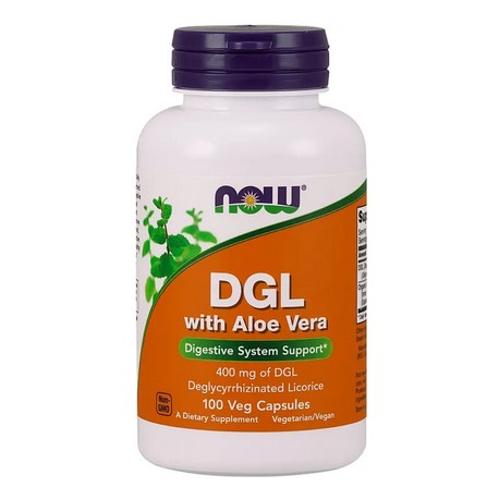 Lukrecja DGL z aloesem 100 kapsułek NOW FOODS DGL with Aloe Vera - 100 vcaps