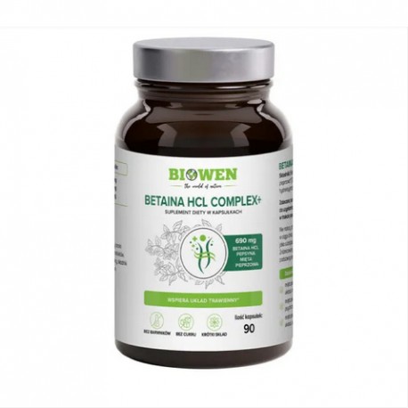 Betaina HCL + pepsyna + mięta pieprzowa Biowen – 90 kapsułek
