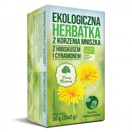 Herbatka z korzenia mniszka z hibiskusem i cynamonem EKO 25x2g