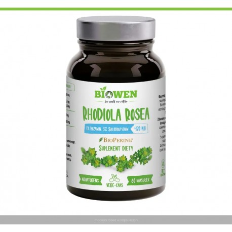 Rhodiola Rosea w kapsułkach - Różeniec Górski 420 mg  3% salidrozydów i 1% rozawin 60kaps. Biowen