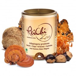 Adaptogeny Grzybowe- Reishi + Soplówka jeżowata + Kordyceps + Chaga 150g Rei Chi