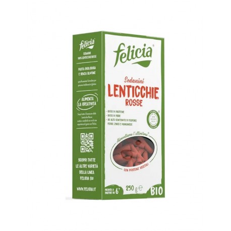 Makaron z czerwonej soczewicy sedanini rurka wąska bezglutenowy 250g FELICIA BIO