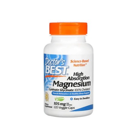 Magnez wysoko przyswajalny- High Absorption Magnesium 105mg 120kaps. Doctors Best