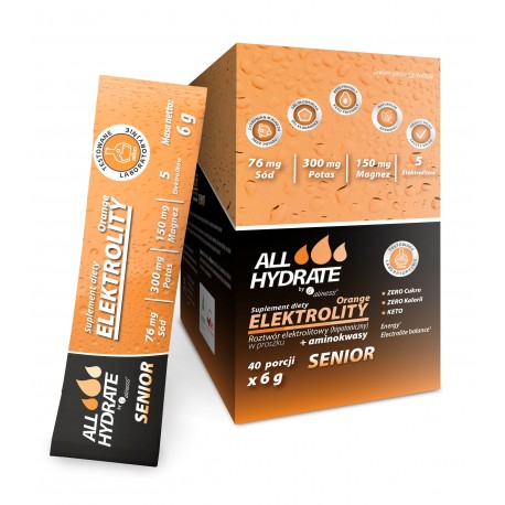 Elektrolity STICK Senior Orange 6g 40 saszetek ALLHydrate Aliness