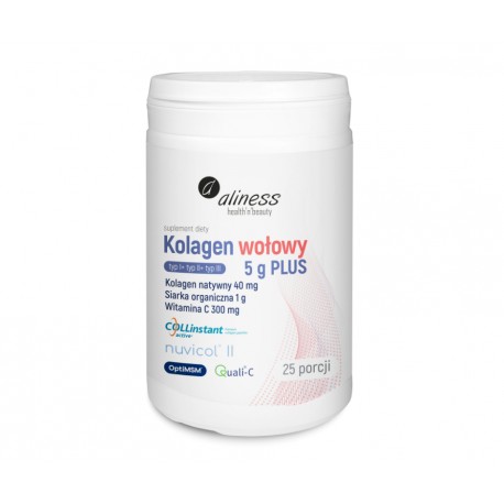 Kolagen wołowy 5 g PLUS natywny II, siarka OptiMSM, wit. C (typ I+ typ II+ typ III) 158,5g