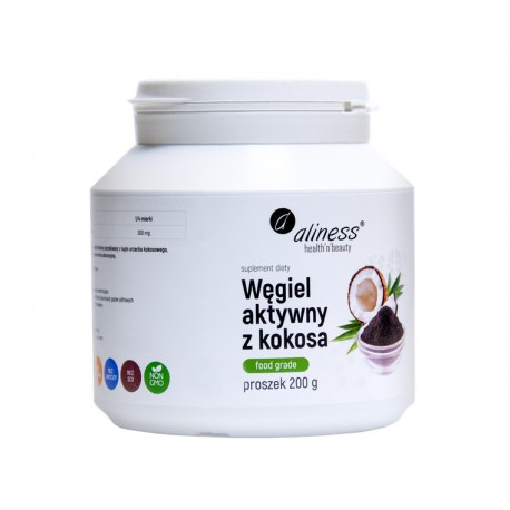 Węgiel aktywny z kokosa " FOOD GRADE" proszek 200 g Aliness