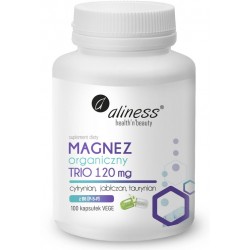 Magnez organiczny TRIO 120 mg z B6 (P-5-P) x 100 VEGE kaps. Aliness