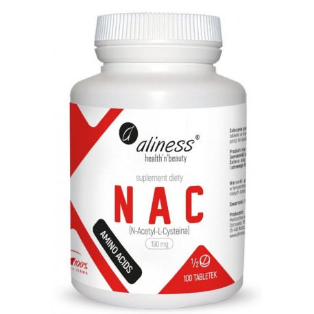 NAC N-Acetyl-L-Cysteine 190 mg (1/2 tab) x 100 tabletek