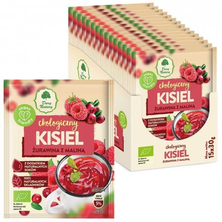 KISIEL INSTANT ŻURAWINA Z MALINĄ  BIO 30 g - DARY NATURY