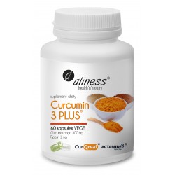 Kurkumina - Curcumin 3 PLUS Curcuma longa 500 mg Piperin 1 mg x 60 kaps. Aliness