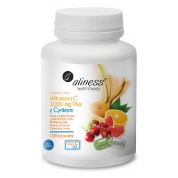 Witamina C 1000 mg z CYNKIEM PLUS bioflawonoidy, rutyna, acerola x 100 kaps. Aliness