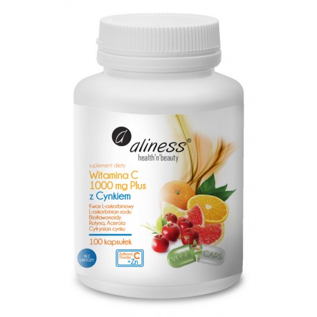 Witamina C 1000 mg z CYNKIEM PLUS bioflawonoidy, rutyna, acerola x 100 kaps. Aliness