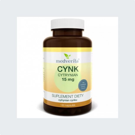 Medverita Cynk Cytrynian 15 mg 180kaps.